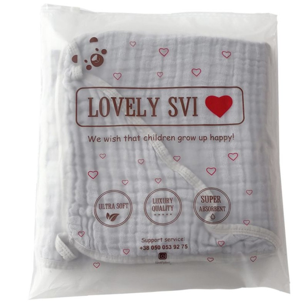 Lovely Svi 80x80 - дитячий рушник з капюшоном, муслін • Grey
