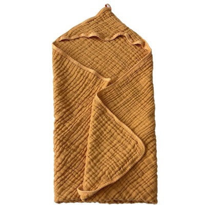 Lovely Svi 80x80 - дитячий рушник з капюшоном, муслін • Yellow