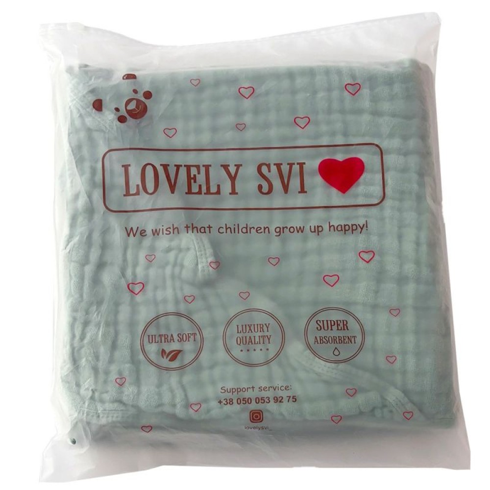 Lovely Svi 80x80 - дитячий рушник з капюшоном, муслін • Green