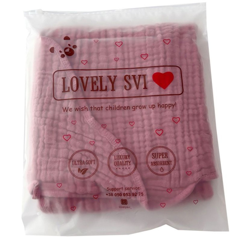 Lovely Svi 80x80 - дитячий рушник з капюшоном, муслін • Pink