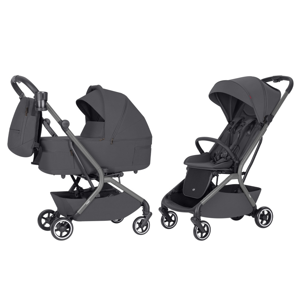 Carrello Magia CRL-6555 2025 - легка дитяча коляска 2в1 Каррелло Магія, компактний візок для подорожей, люлька складається разом із рамою, розмір ручної поклажі • Elm Grey