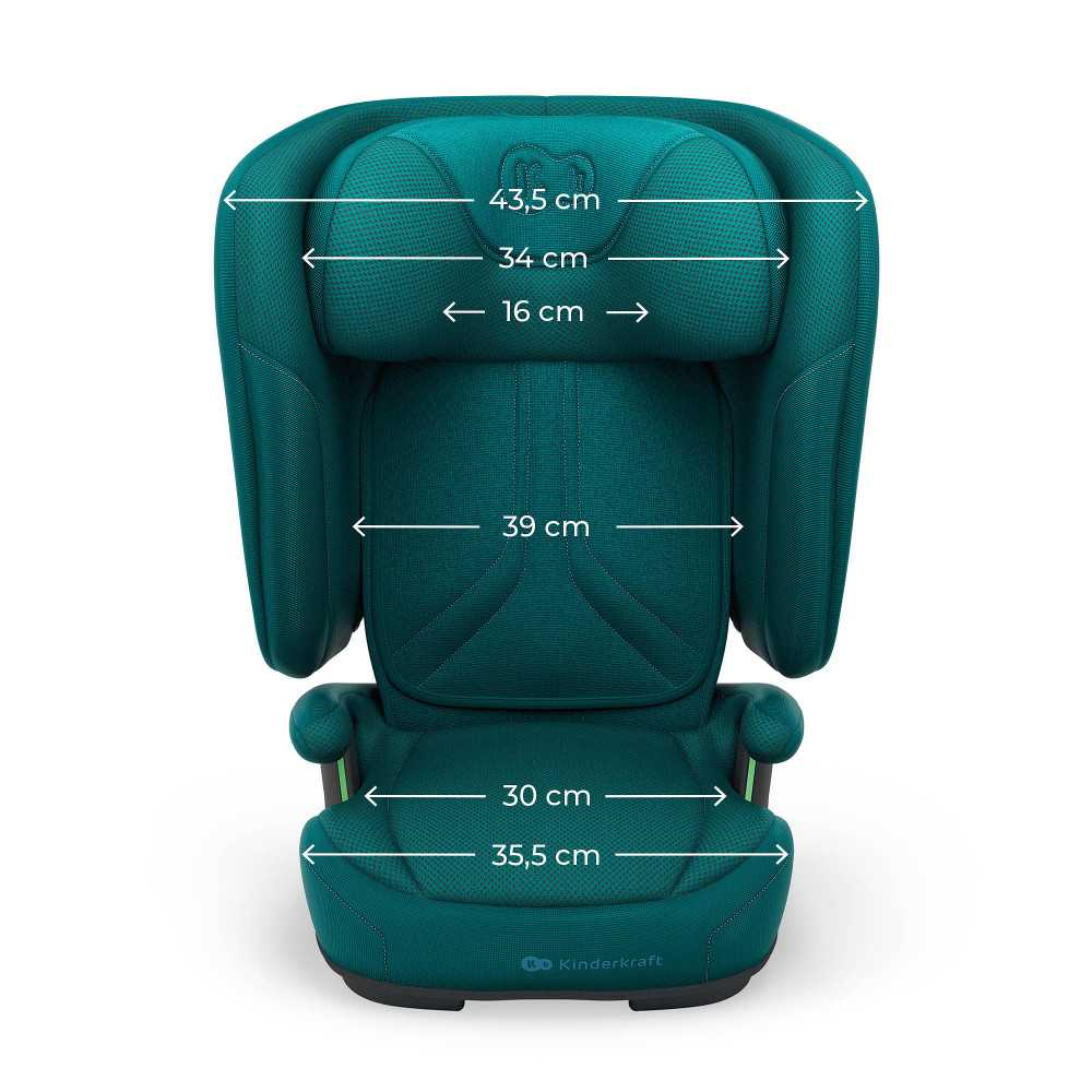 Kinderkraft Unity 2 i-Size - автокрісло для дітей (від 3.5 до 12 років / 100 - 150 см), легке та компактне складання, ергономічні підлокітники, система вентиляції AIR FLOW, системи безпеки SPS+ та H-GUARD • Green (KCUNIT02GRE0000)
