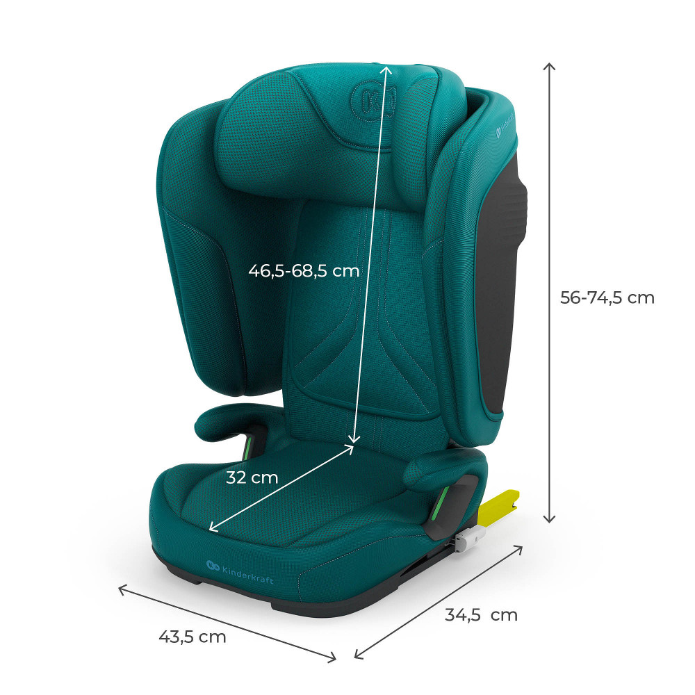 Kinderkraft Unity 2 i-Size - автокрісло для дітей (від 3.5 до 12 років / 100 - 150 см), легке та компактне складання, ергономічні підлокітники, система вентиляції AIR FLOW, системи безпеки SPS+ та H-GUARD • Green (KCUNIT02GRE0000)