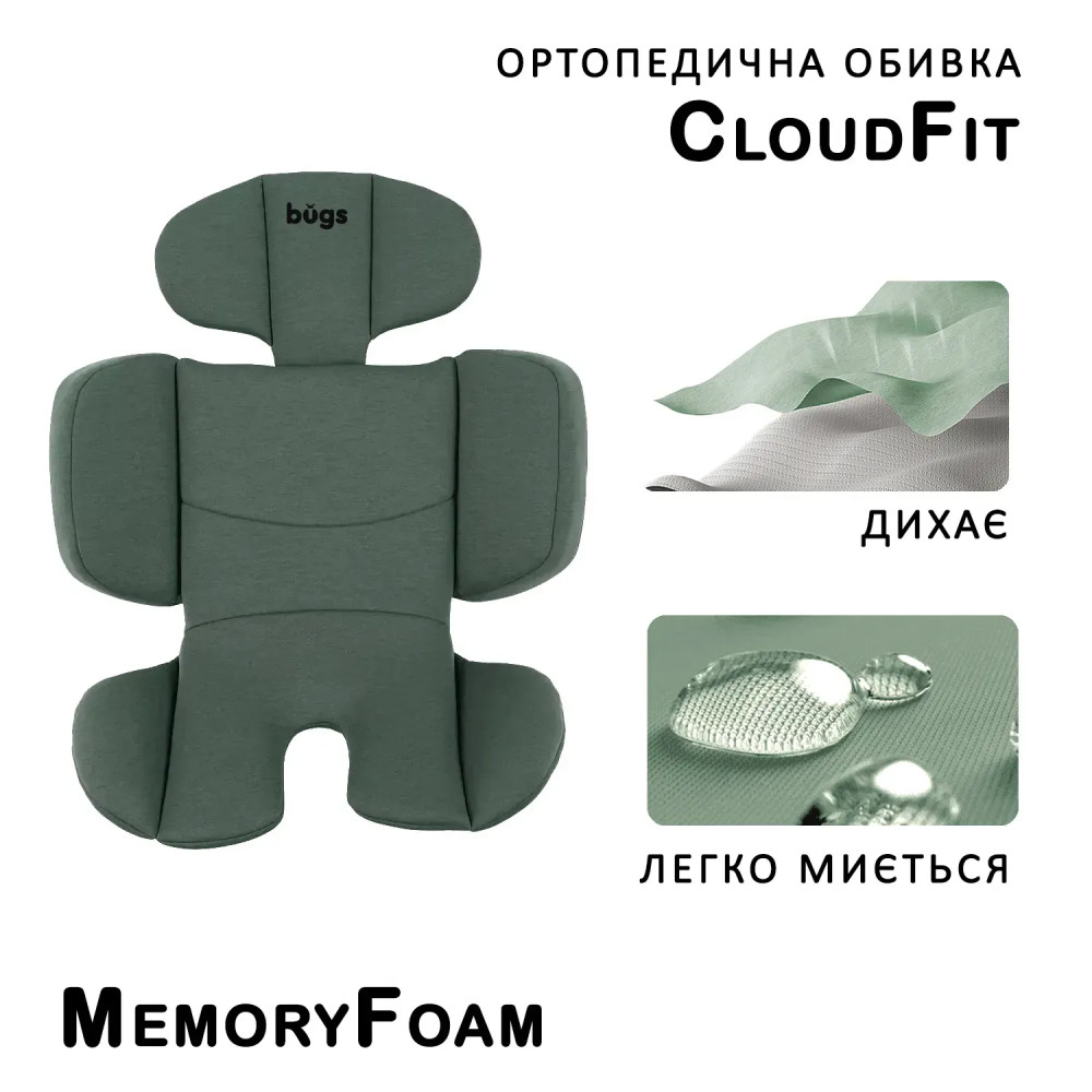 Bugs Aera 360° - детское автокресло i-Size (0 – 12 лет / 40 – 150 см) с функцией поворота 360 по ходу и против направления движения, боковая защита, крепление Isofix • Forest Pine Bugs Aera 360° - детское автокресло i-Size (0 – 12 лет / 40 – 150 см) с функцией поворота 360 по ходу и против направления движения, боковая защита, крепление Isofix • Forest Pine