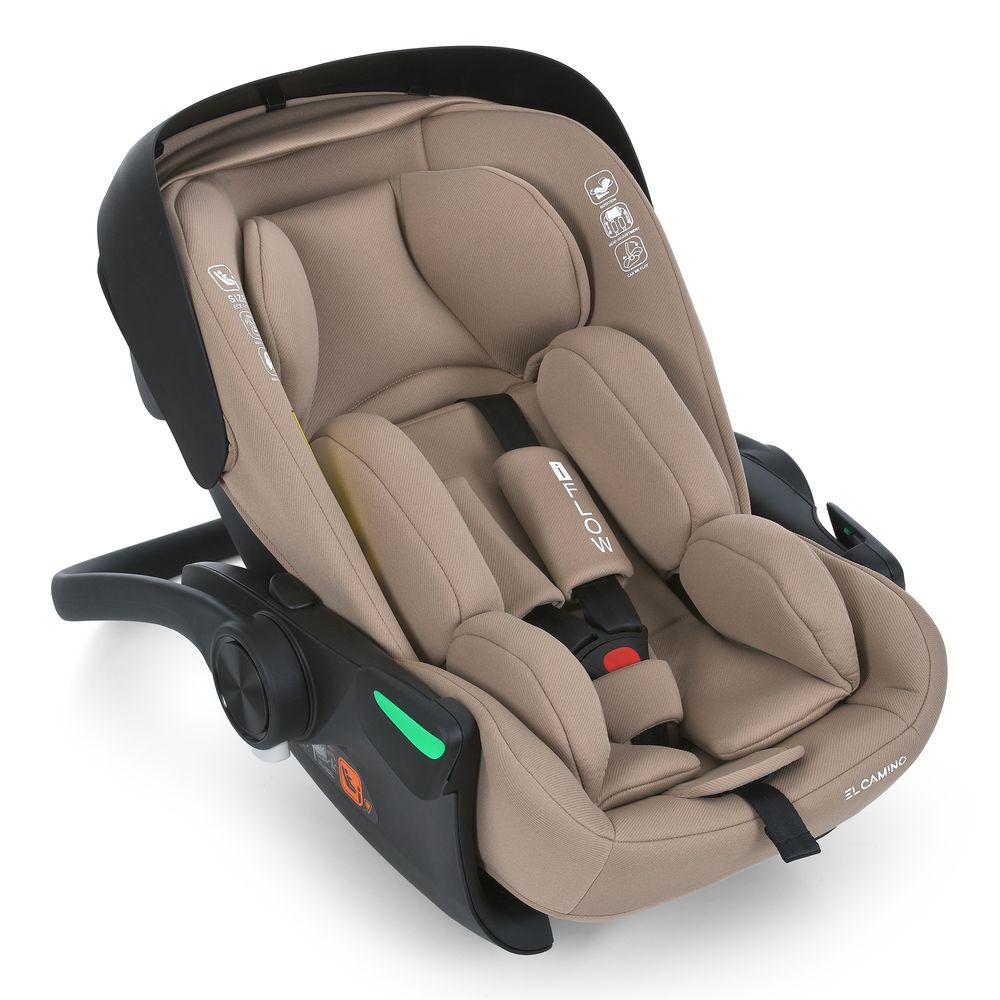 El Camino i-FLOW ME 1198 - автокрісло для немовля i-Size, автолюлька 0+, розкл. в 4 положення, рег.підголівник  (0 - 15 місяців / 40 - 87 см) • Beige