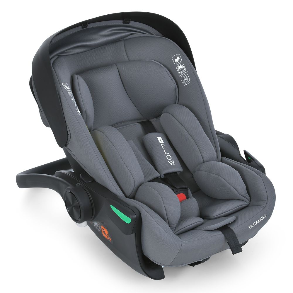 El Camino i-FLOW ME 1198 - автокрісло для немовля i-Size, автолюлька 0+, розкл. в 4 положення, рег.підголівник  (0 - 15 місяців / 40 - 87 см) • Gray