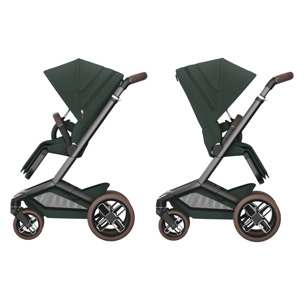 Maxi-Cosi Fame - дитяча прогулянкова коляска для бездоріжжя (система освітлення LED, вбудований павербанк, регульована по висоті люлька) • Twillic Green