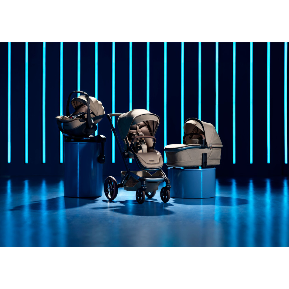 Maxi-Cosi Fame - дитяча прогулянкова коляска для бездоріжжя (система освітлення LED, вбудований павербанк, регульована по висоті люлька) • Twillic Green