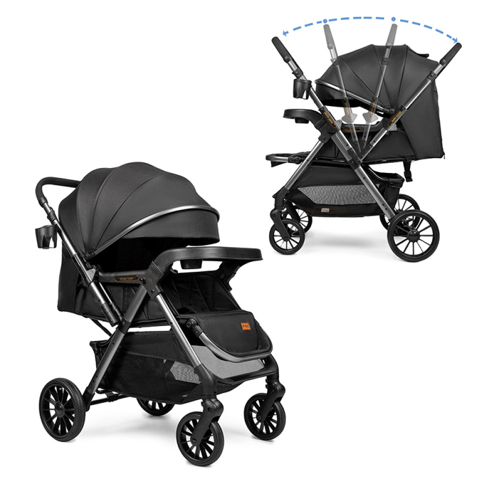 Ninos Maxi 2 - прогулочная коляска для путешествий, легкая и компактная • Black Graphite