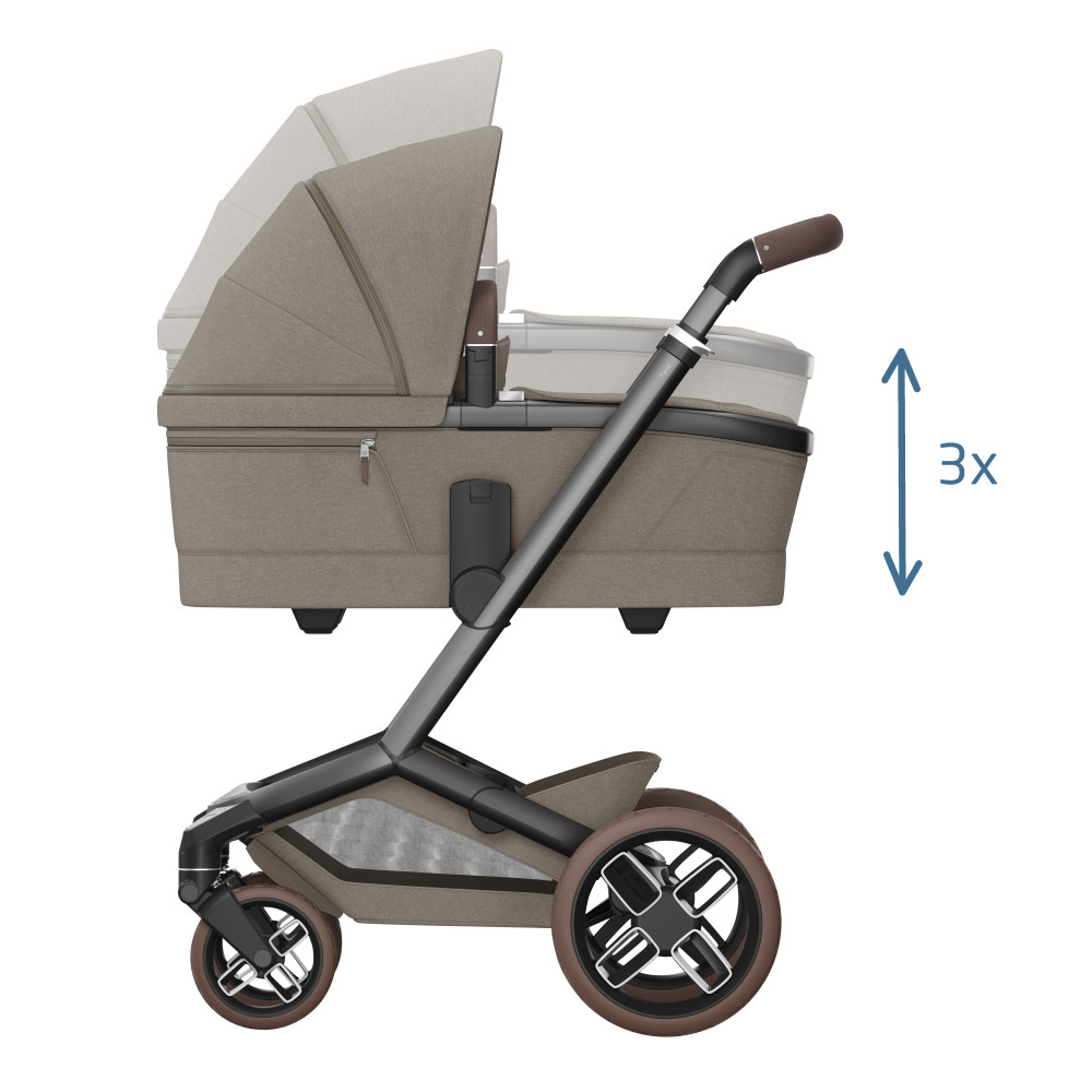 Maxi-Cosi Fame - детская коляска 2в1, коляска для бездорожья (система освещения LED, встроенный павербанк, регулируемая по высоте люлька) • Twillic Truffle