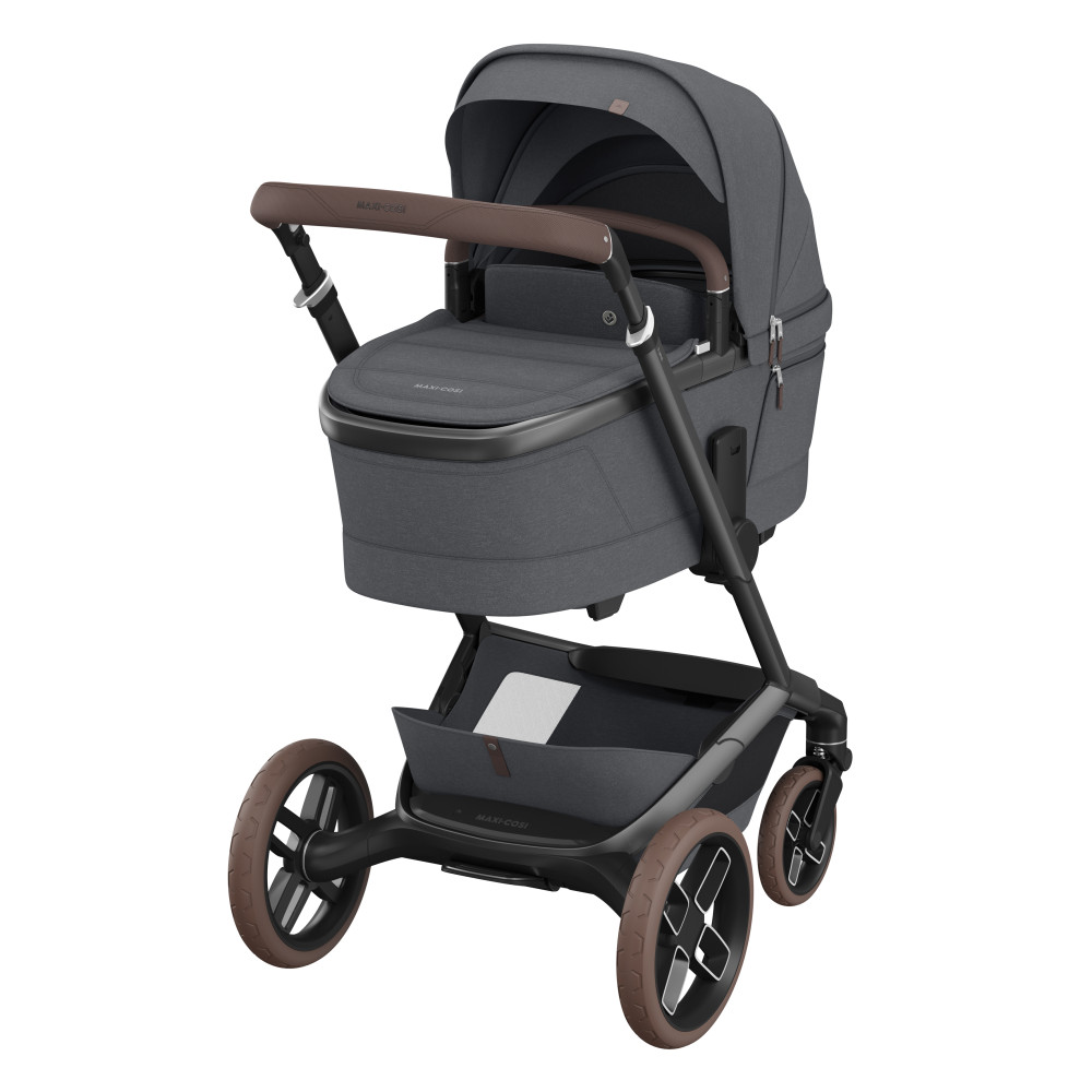 Maxi-Cosi Fame - дитяча коляска 3в1 з автокріслом Maxi-Cosi Pebble 360 Pro² (від 0 до 18 місяців / 40 - 87 см), коляска для бездоріжжя (система освітлення LED, вбудований павербанк, регульована по висоті люлька) • Twillic Graphite