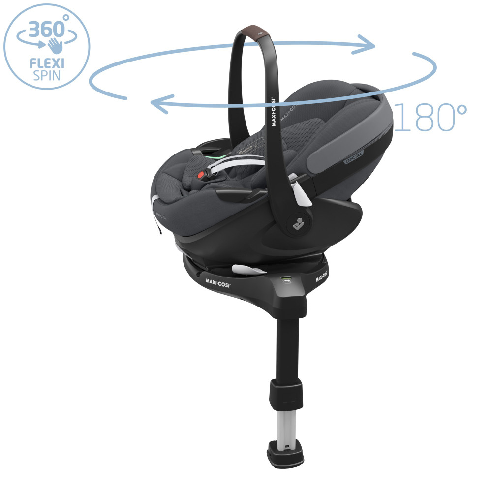 Maxi-Cosi Fame - дитяча коляска 3в1 з автокріслом Maxi-Cosi Pebble 360 Pro² (від 0 до 18 місяців / 40 - 87 см), коляска для бездоріжжя (система освітлення LED, вбудований павербанк, регульована по висоті люлька) • Twillic Graphite