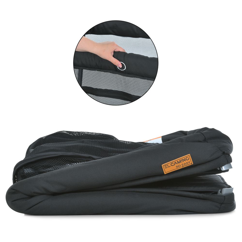 El Camino SO EASY ME 1194 - кроватка-манеж, прямоугольный, 2-х уровневый, вход-молния • Black