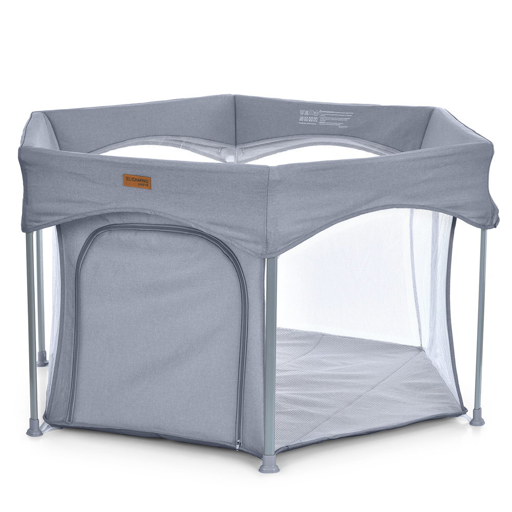 El Camino SWIFT 6 ME 1195 - детский манеж, шестиугольный, откидной бортик • Gray
