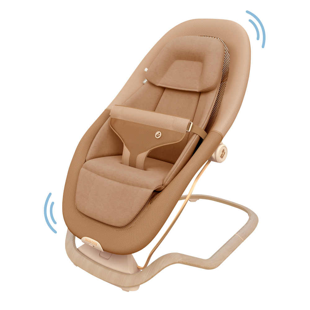 Maxi-Cosi Dove Pro - лёгкое и компактное кресло-качалка для новорождённого с игрушками • Elegance Bronze