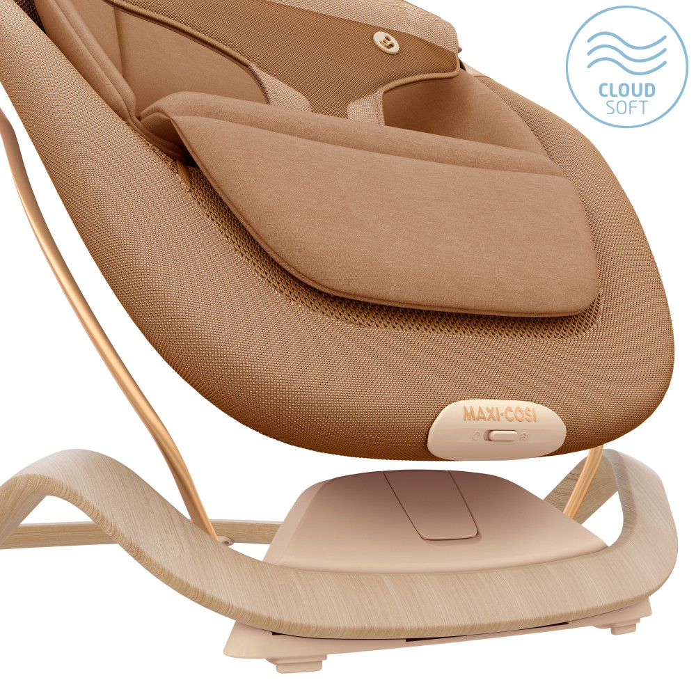 Maxi-Cosi Dove Pro - лёгкое и компактное кресло-качалка для новорождённого с игрушками • Elegance Bronze