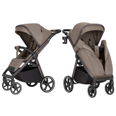 Carrello Bravo SL 2025 Deluxe CRL-5520 - всесезонная прогулочная коляска с большими колесами, защита от сползания, ручка регулируется по высоте, удобно складывается • Desert Beige