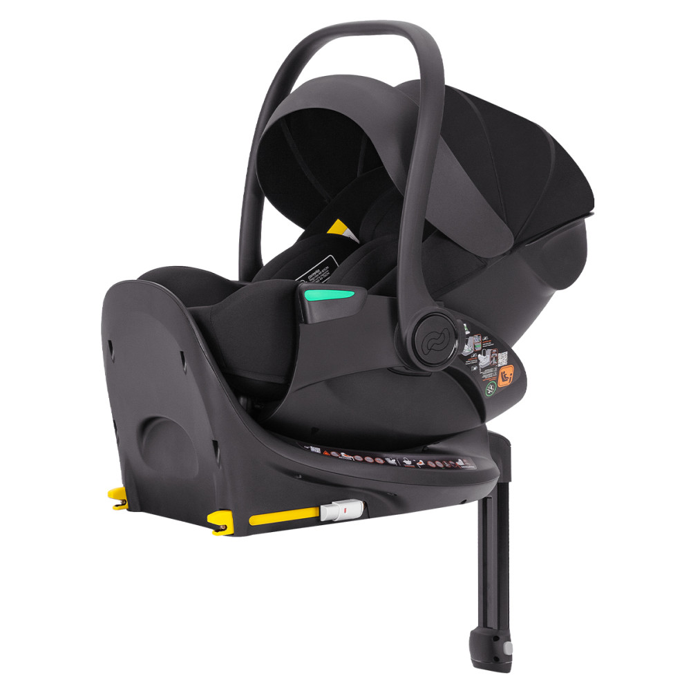 Carrello Vega Lite CRL-13808/2 - розкладне автокрісло для немовля з базою, автолюлька (0 - 15 місяців / 40 - 87 см), кріплення ISOFIX з упором у підлогу • Absolute Black