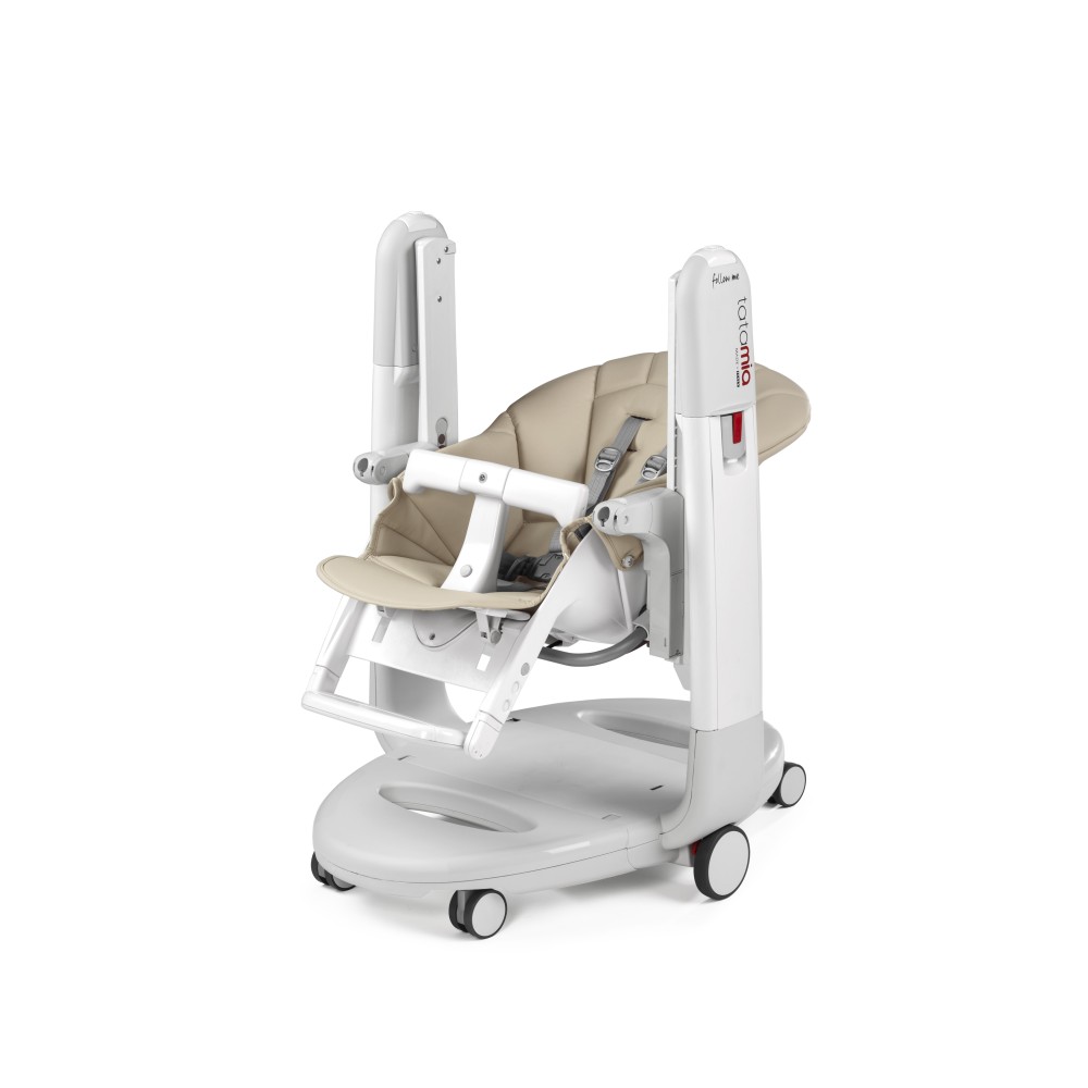 Peg Perego Tatamia Follow Me - стільчик для годування, шезлонг для новонароджених, крісло-гойдалка (регулювання по висоті, нахил спинки, регулювання підніжки), чохол з екошкіри • Astral (бежевий)