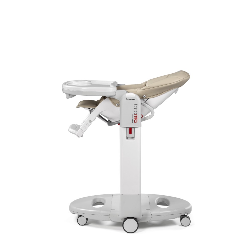 Peg Perego Tatamia Follow Me - стільчик для годування, шезлонг для новонароджених, крісло-гойдалка (регулювання по висоті, нахил спинки, регулювання підніжки), чохол з екошкіри • Astral (бежевий)