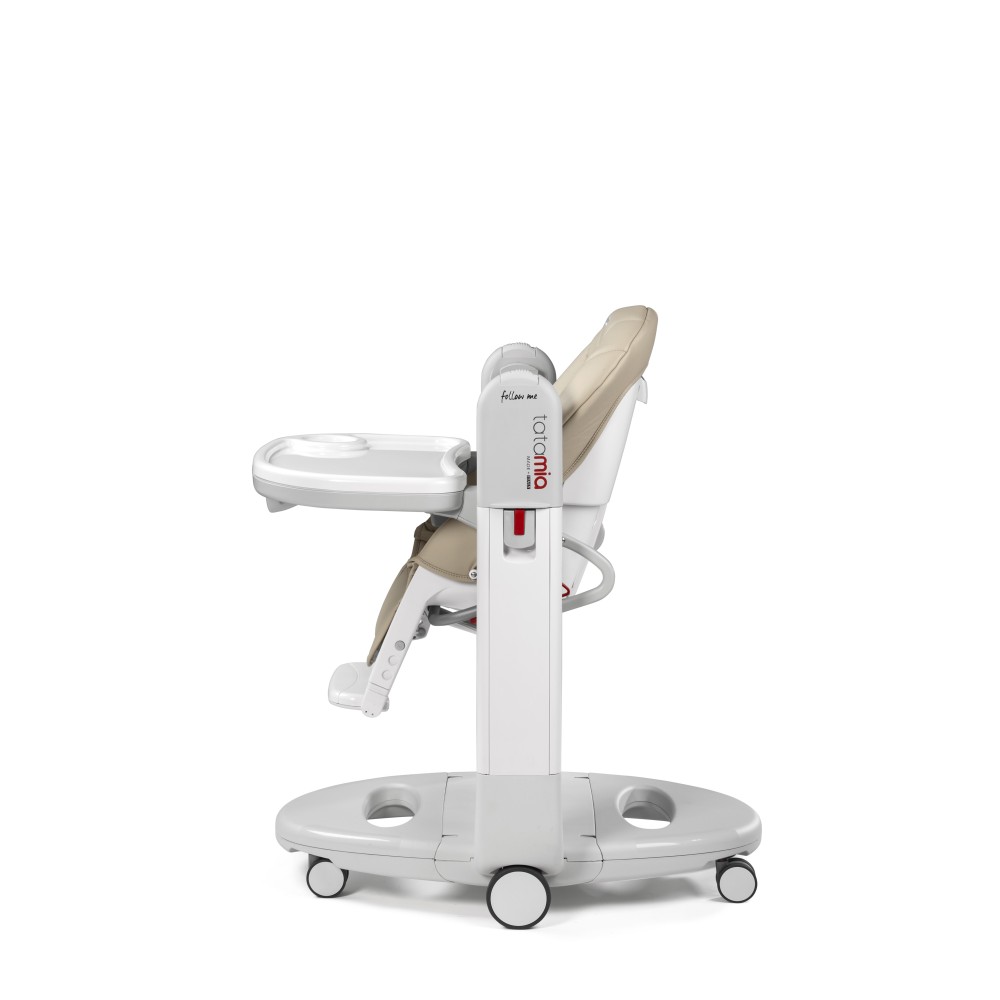 Peg Perego Tatamia Follow Me - стільчик для годування, шезлонг для новонароджених, крісло-гойдалка (регулювання по висоті, нахил спинки, регулювання підніжки), чохол з екошкіри • Astral (бежевий)