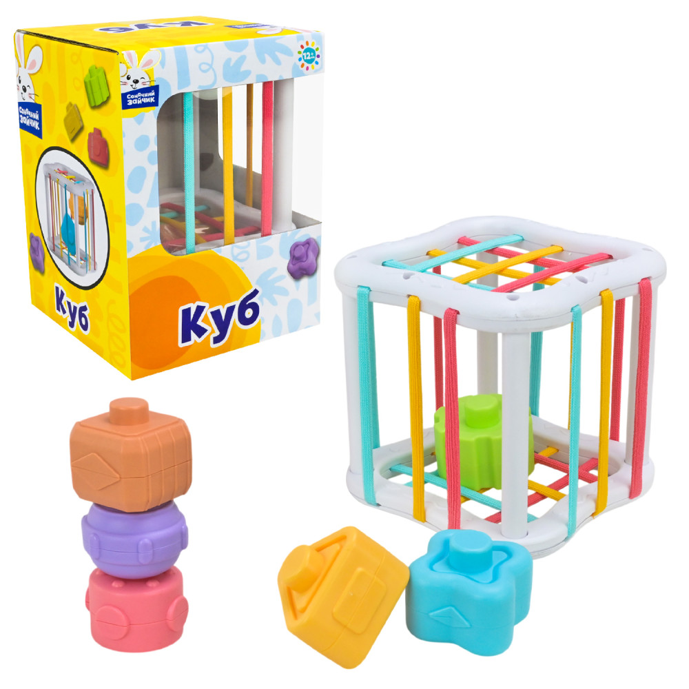 Play Land игрушка-погремушка, куб 12×12 см, 6 фигурок