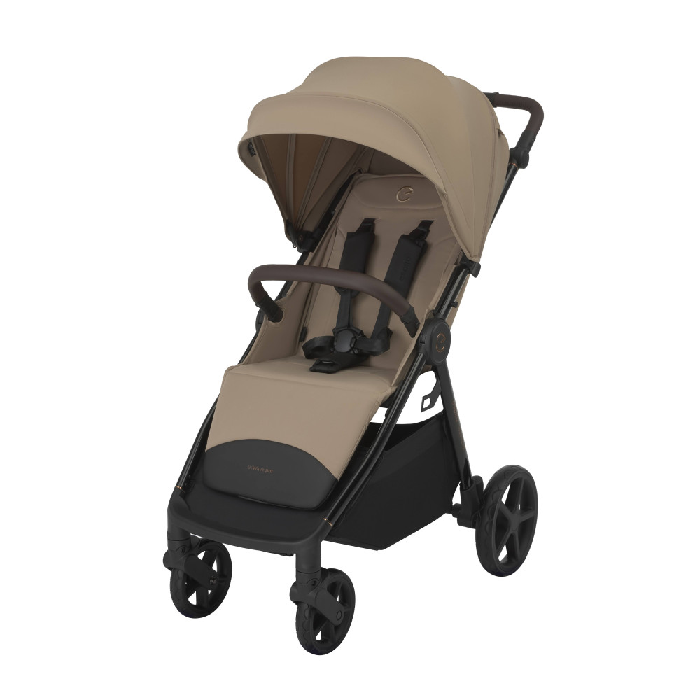 Espiro Wave Pro 2025 - прогулянкова коляска, всесезонний візок з великими колесами • Beige Harmony