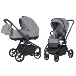 Carrello Epica CRL-8510 - универсальная коляска 2 в 1, реверсивный прогулочный блок, большие резиновые колёса, сумка-пеленатор • Silver Grey