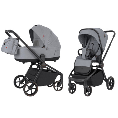 Carrello Epica CRL-8510 - універсальна коляска 2 в 1, реверсивний прогулянковий блок, великі гумові колеса, сумка-пеленатор • Silver Grey