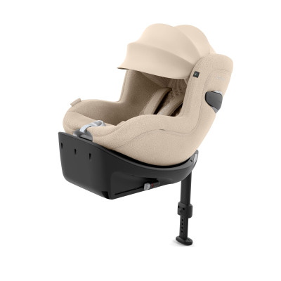 Cybex Sirona Ti - автокресло для ребенка (0 – 4 года / 40 – 105 см) с функцией поворота на 360 градусов, с креплением ISOFIX + опорная ножка, раздвижной козырек, ткань 3D–Mesh • Cozy Beige Plus