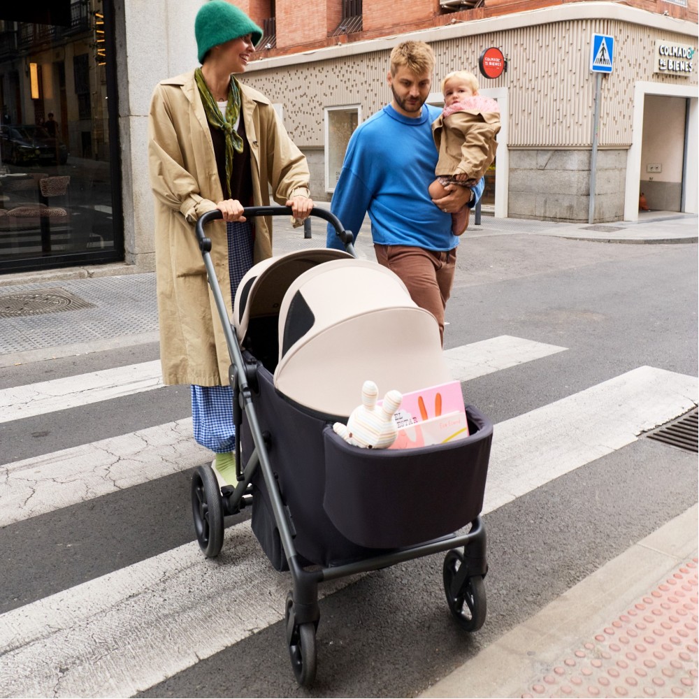 Anex Modu Wagon - дитячий візок-вагон із рамою для двох дітей (у комплекті: два капюшони, кошик для візка та столик) • Shea