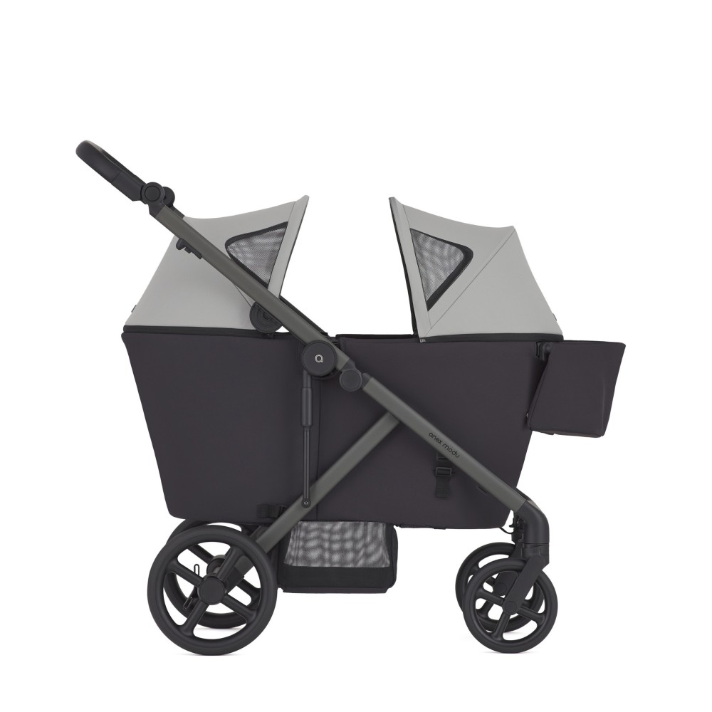 Anex Modu Wagon - дитячий візок-вагон із рамою для двох дітей (у комплекті: два капюшони, кошик для візка та столик) • Haze