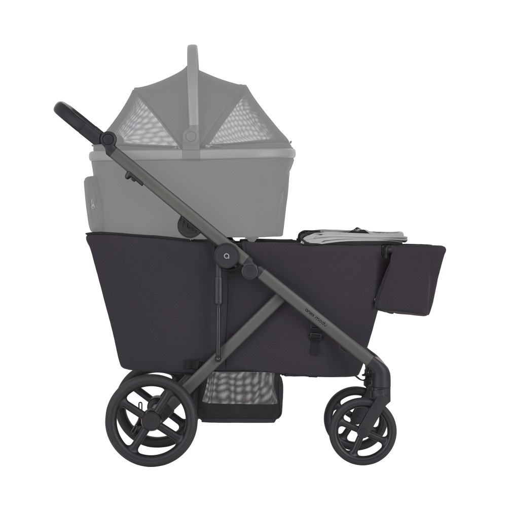 Anex Modu Wagon - дитячий візок-вагон із рамою для двох дітей (у комплекті: два капюшони, кошик для візка та столик) • Haze