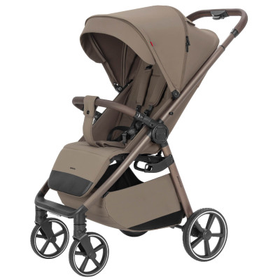 Carrello Bravo Lite CRL-5529 - прогулянкова коляска з підсвіткою, всесезонний візок, телескопічне регулювання ручки, великі колеса, захист від сповзання, зручно складається • Wood Beige