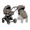 Tutis Mio 3 Plus - легкая детская коляска 2в1 (люлька с термовставкой, двухсторонний матрас лето–зима, чехол из бамбукового волокна, иллюстрации внутри капюшона, большие колеса) • ESSENTIAL Taupe Deep