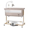 Carrello Bloom CRL-10304 - приставная кроватка-качели 3 в 1, декоративное покрытие «под дерево» Wooden, регулировка по высоте, пульт управления таймером, режимом качания и скоростью • Silk Beige Wooden