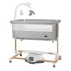 Carrello Bloom CRL-10304 - приставная кроватка-качели 3 в 1, декоративное покрытие «под дерево» Wooden, регулировка по высоте, пульт управления таймером, режимом качания и скоростью • Anchor Grey Wooden
