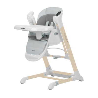 Carrello Cascata CRL-10303 - стульчик для кормления, шезлонг для новорожденных, качели с функцией автоматического укачивания (питание от сети, управление с телефона через приложение, таймер) • Ash Grey Wooden