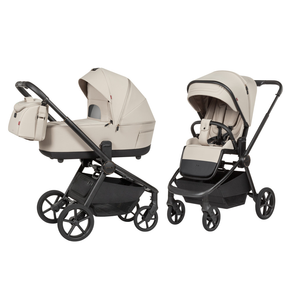 Carrello Epica 2026 CRL-8510 - детская коляска 2 в 1, реверсивный прогулочный блок, большие резиновые колёса, сумка-пеленатор • Аlmond Beige