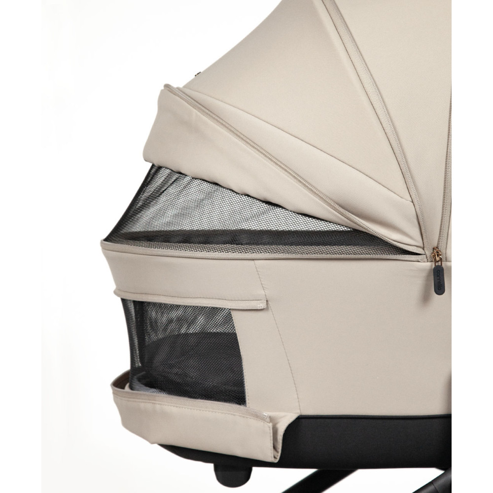 Carrello Epica 2026 CRL-8510 - детская коляска 2 в 1, реверсивный прогулочный блок, большие резиновые колёса, сумка-пеленатор • Аlmond Beige