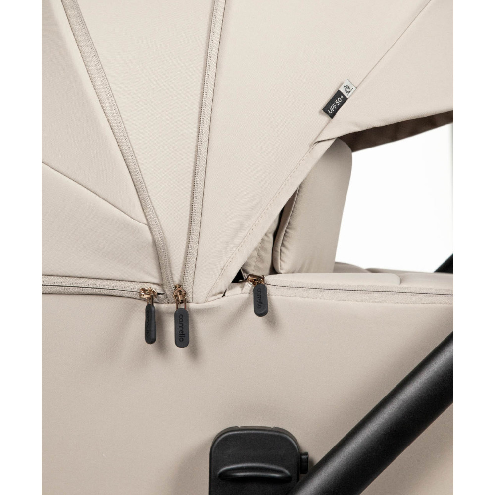 Carrello Epica 2026 CRL-8510 - детская коляска 2 в 1, реверсивный прогулочный блок, большие резиновые колёса, сумка-пеленатор • Аlmond Beige