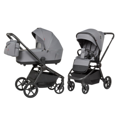 Carrello Epica 2026 CRL-8510  - дитяча коляска 2 в 1, універсальний візок,  реверсивний прогулянковий блок, великі гумові колеса, сумка-пеленатор • Iron Grey
