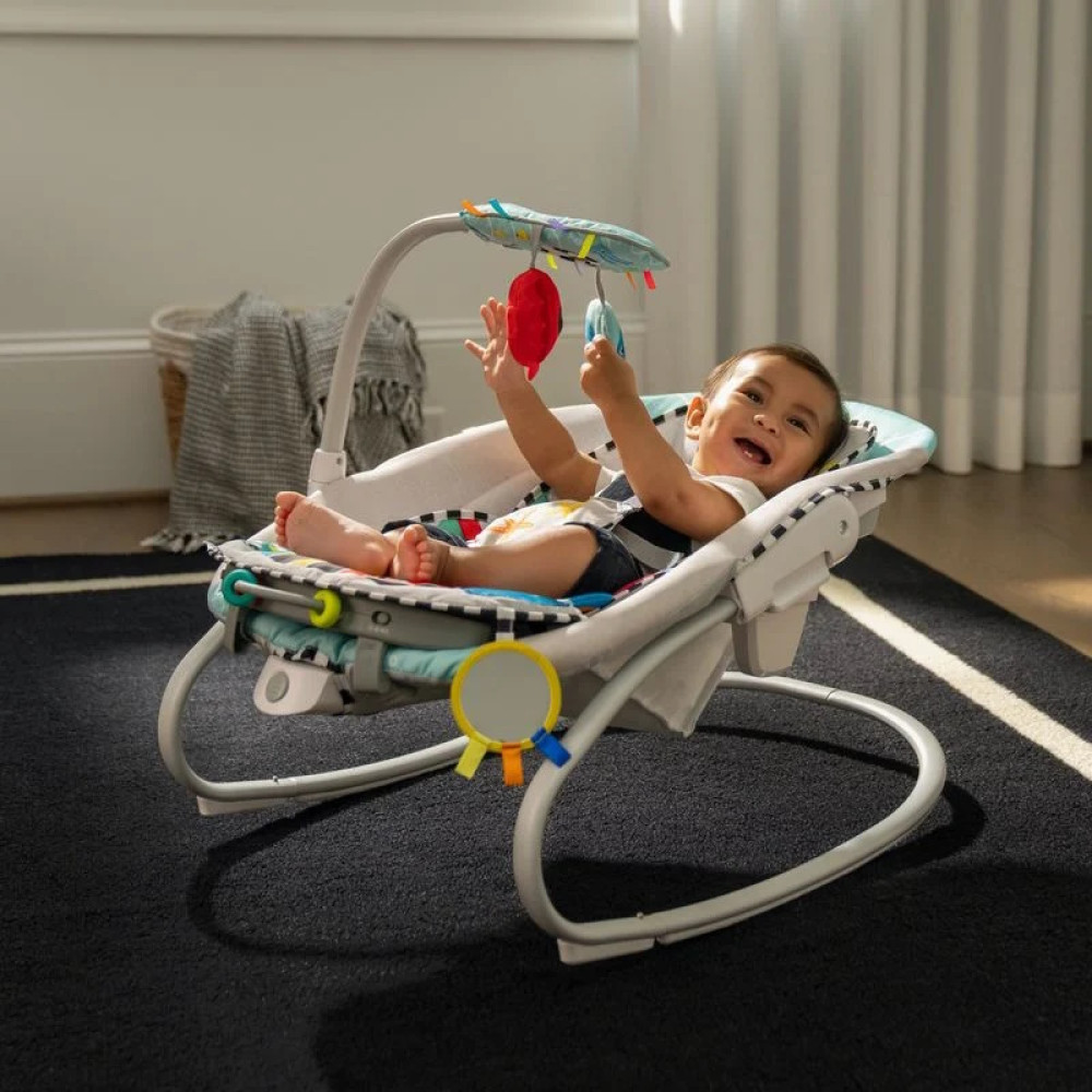 Baby Einstein Kick to It - крісло-гойдалка 4в1 від народження, гойдалка з мелодіями та звуками, килимок для гри на животику, знімне музичне піаніно • Gray Baby Einstein Kick to It - крісло-гойдалка 4в1 від народження, гойдалка з мелодіями та звуками, килимок для гри на животику, знімне музичне піаніно • Gray
