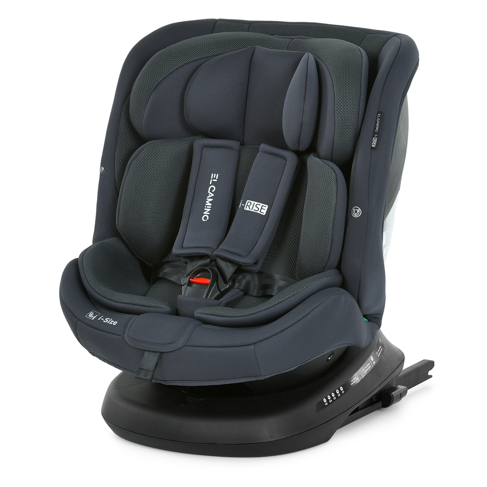 El Camino i-Rise ME 1207 - дитяче автокрісло (0 – 12 років /40 - 150 см) з функцією повороту 360, кріплення ISOFIX • Gray