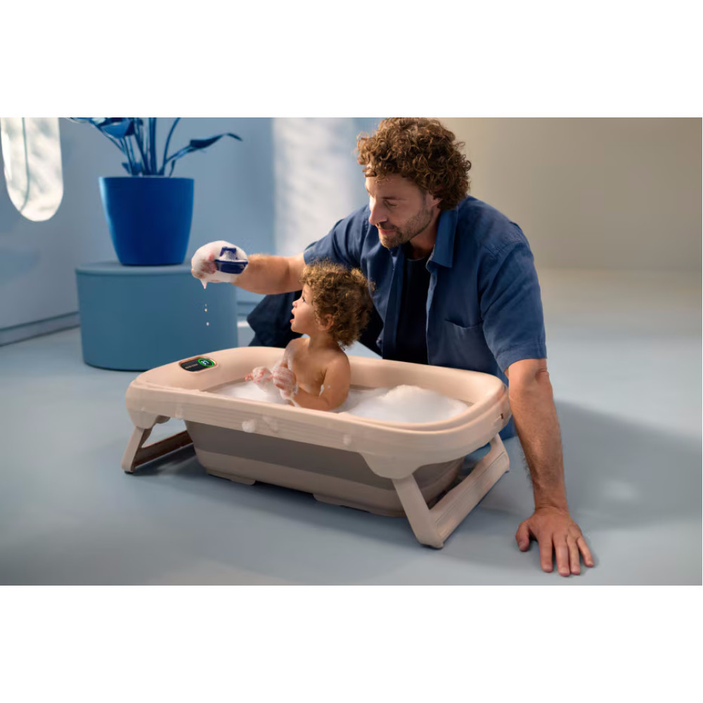 Maxi-Cosi Indigo Plus - дитяча ванночка з інтегрованим цифровим термометром, вкладка для новонародженого QuickDry (0 - 4років) • Muted Terra