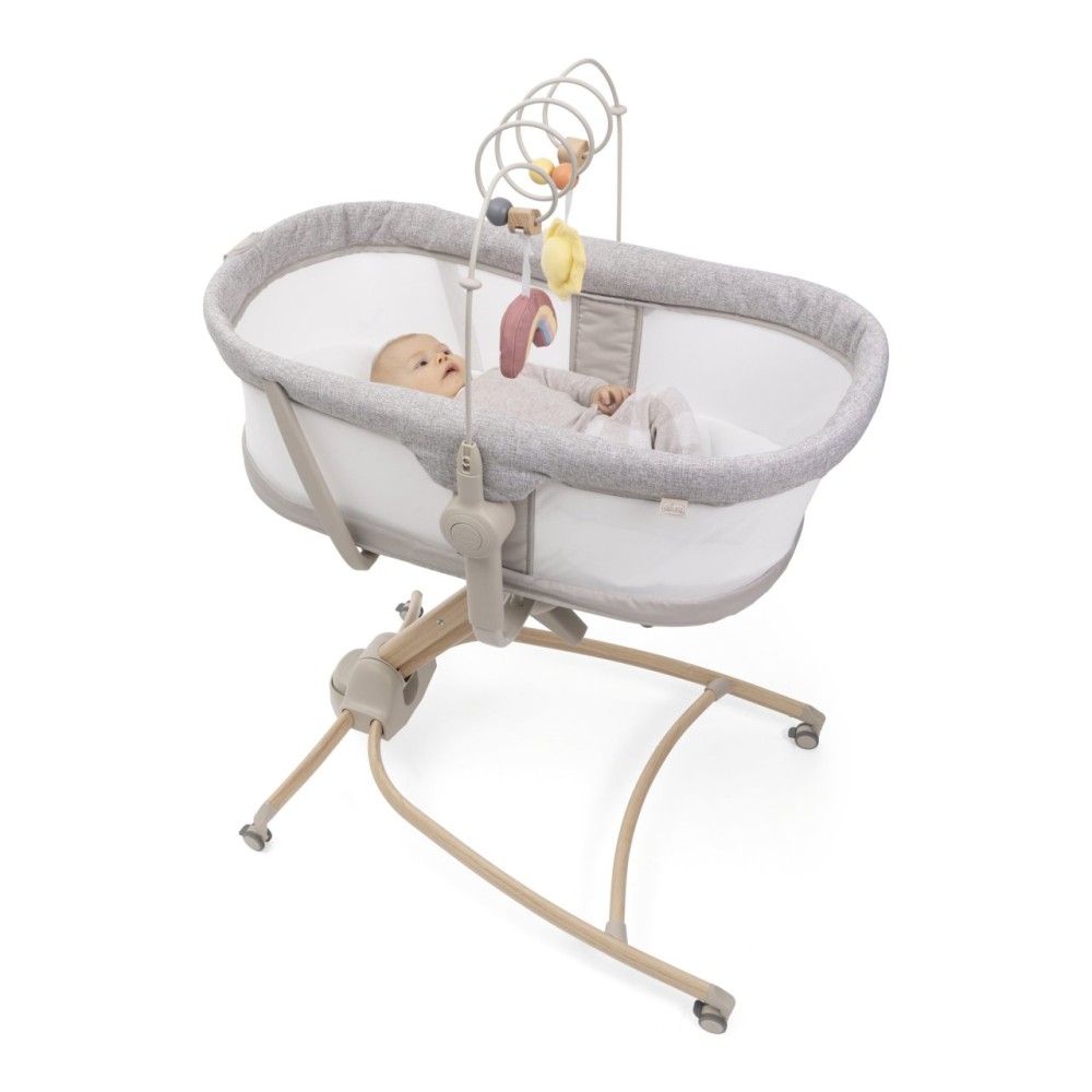 Chicco Baby Hug Armonia 4в1 - дитяче ліжечко, шезлонг для новонароджених, стільчик для годування, перший стілець малюка (0 - 3 роки), колеса з гальмами, знімна дуга з іграшками-підвісками • Scandinavian (87157.61)