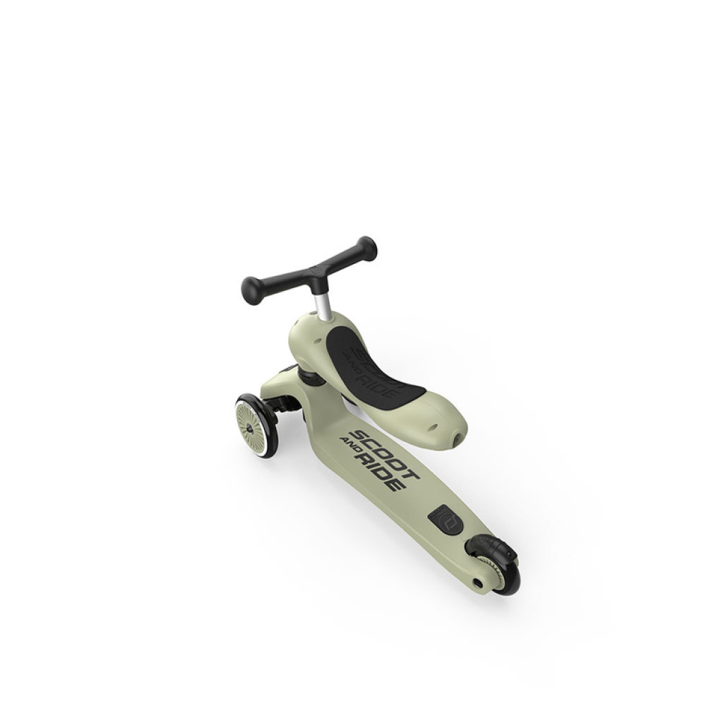 Scoot&Ride Highwaykick 1 - детский самокат-беговел 2в1 (1-5 лет / 82–118 см), трехколесный, регулируемое сиденье • Olive (SR-160629-OLIVE)
