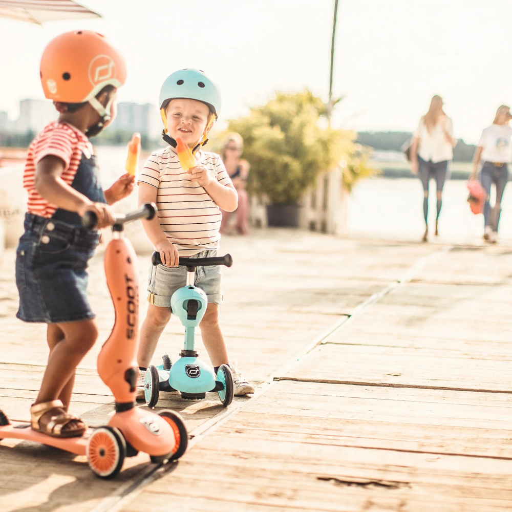 Scoot&Ride Highwaykick 1 - дитячий самокат-біговел 2в1 (1-5 років / 82–118 см), триколісний, регульоване сидіння • Peach (SR-160629-PEACH)