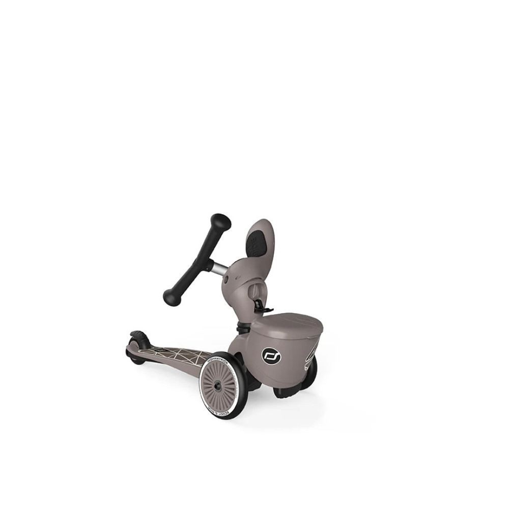 Scoot&Ride Highwaykick 1 Lifestyle - дитячий самокат-біговел 2в1 (1-5 років/ 82–118 см), триколісний, регульоване сидіння, кошик для іграшок • Brownlines (SR-210621-BROWNLINES)