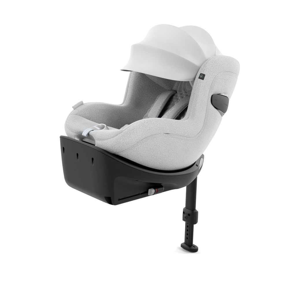 Cybex Sirona Ti - автокрісло для дитини (0 - 4 роки/ 40 - 105 см) з функцією повороту на 360 градусів, з кріпленням ISOFIX + опорна ніжка, розсувний козирок, тканина 3D-Mesh • Platinum White Plus